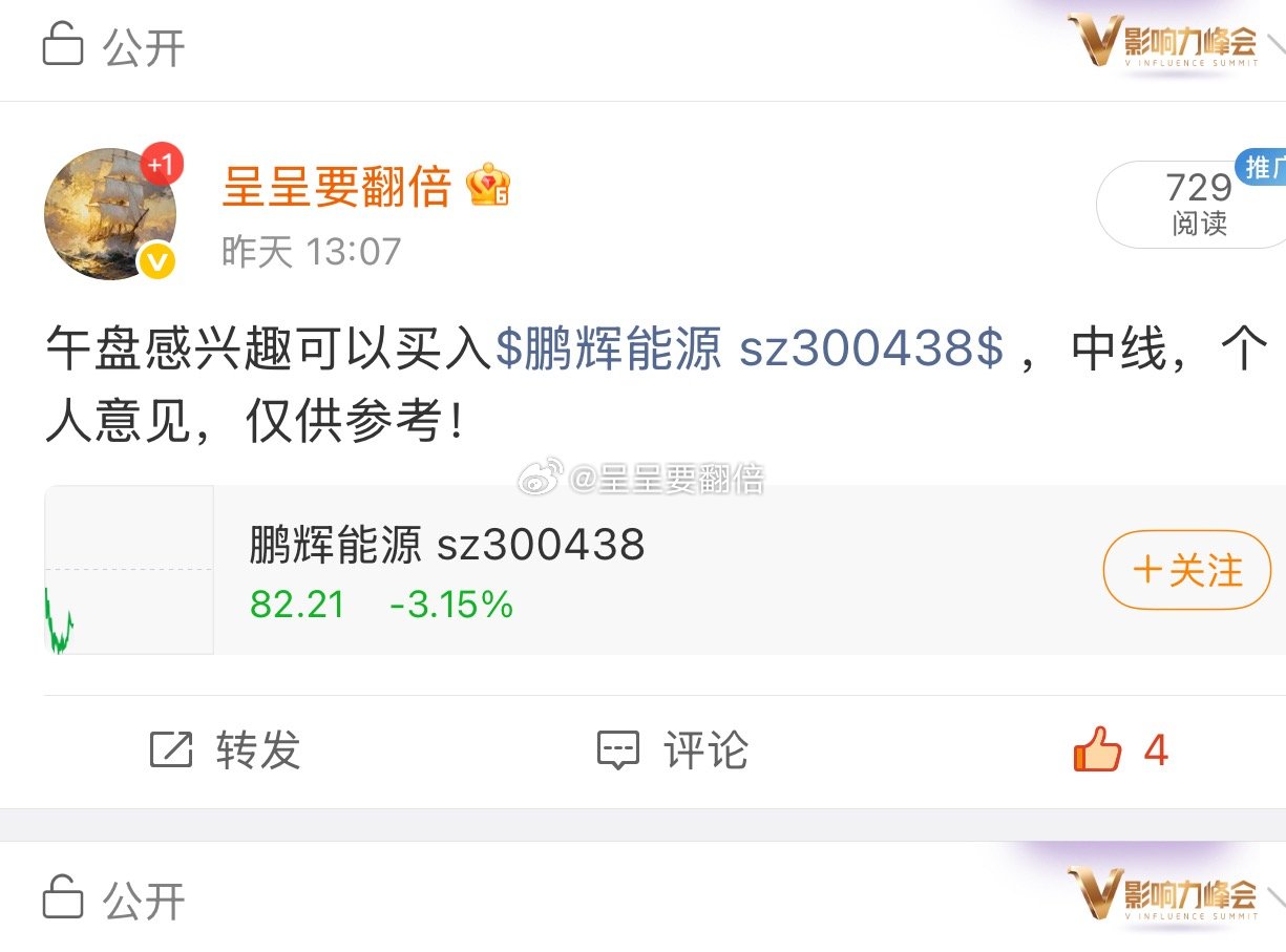 昨天分享的$鹏辉能源 sz300438$ 目前回踩5日线，可根据自己买的进行加仓