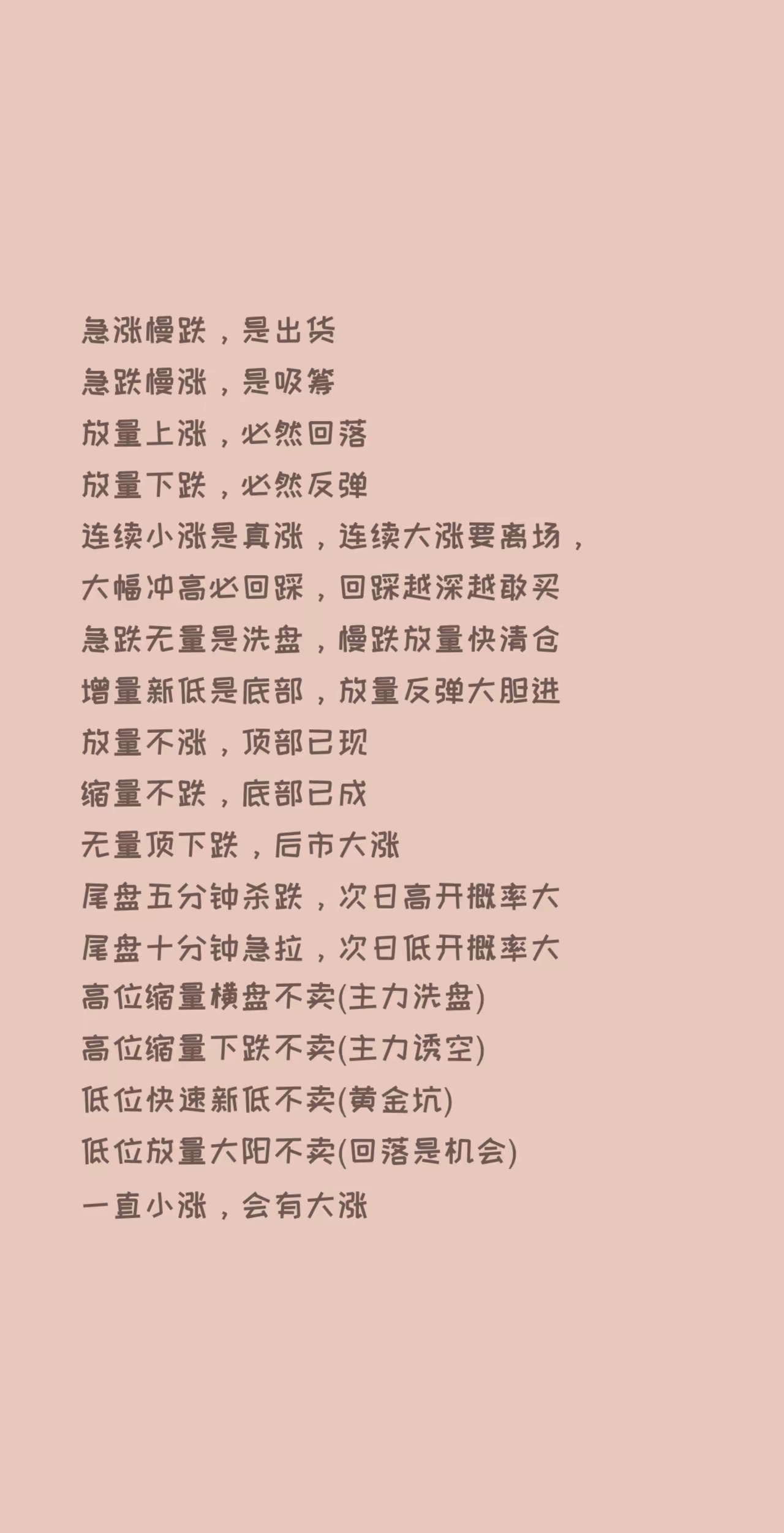 急涨慢跌，是出货急跌慢涨，是吸筹放量上涨，必然回落放量下跌，必然反弹连续小涨是真