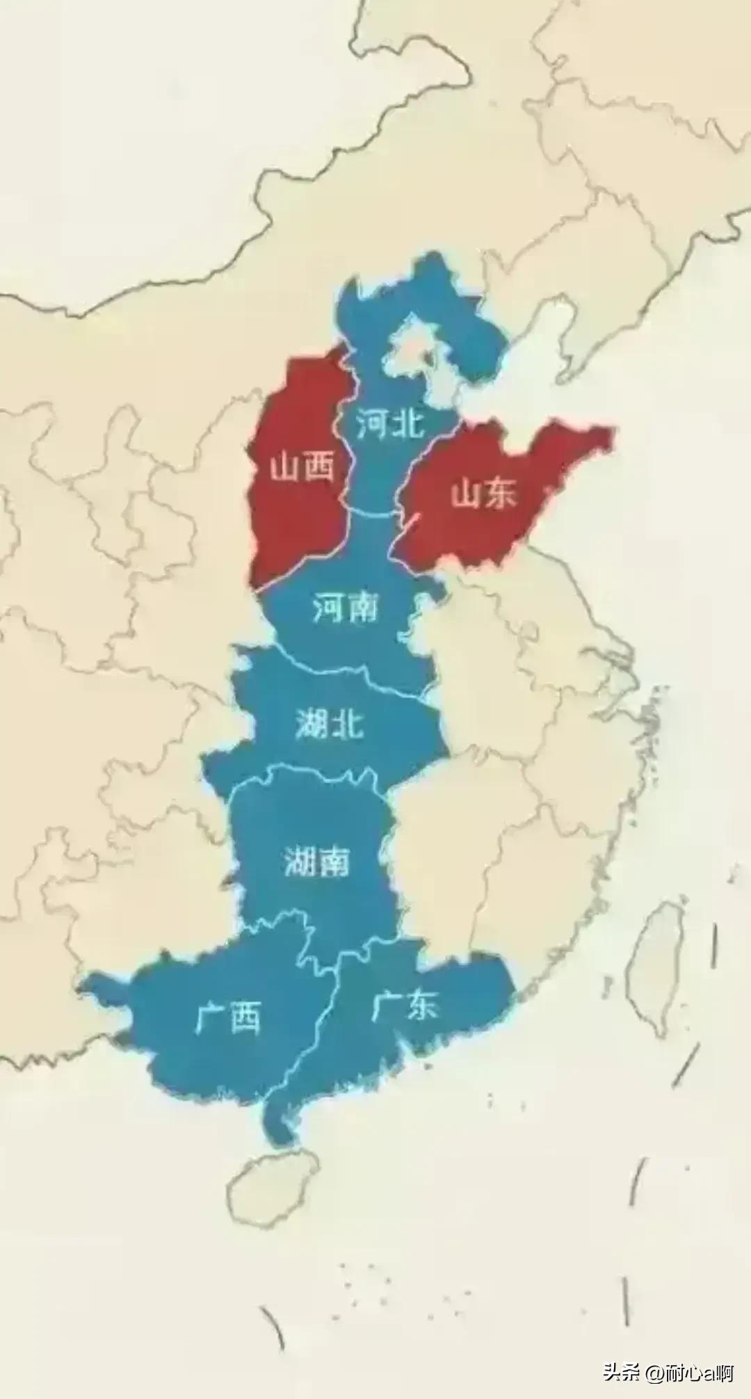 每个省起名就是这么简单，山东、山西中间肯定有高山，河北、河南中间肯定大河，湖南、