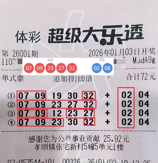 差一号与7000万巨奖擦肩而过，究竟是何滋味？

大乐透第26001期开奖，一位