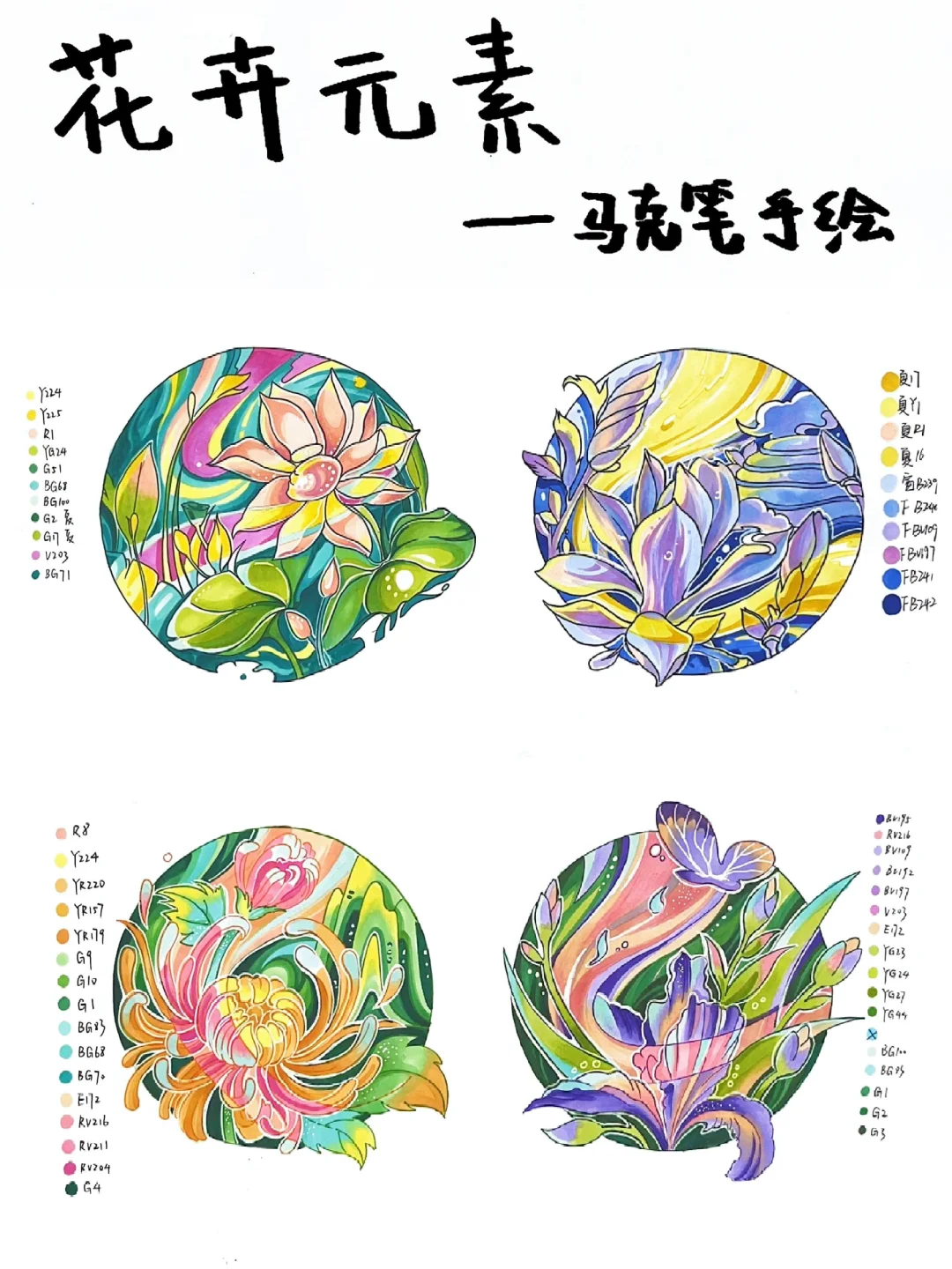 视觉传达设计考研手绘—花卉元素