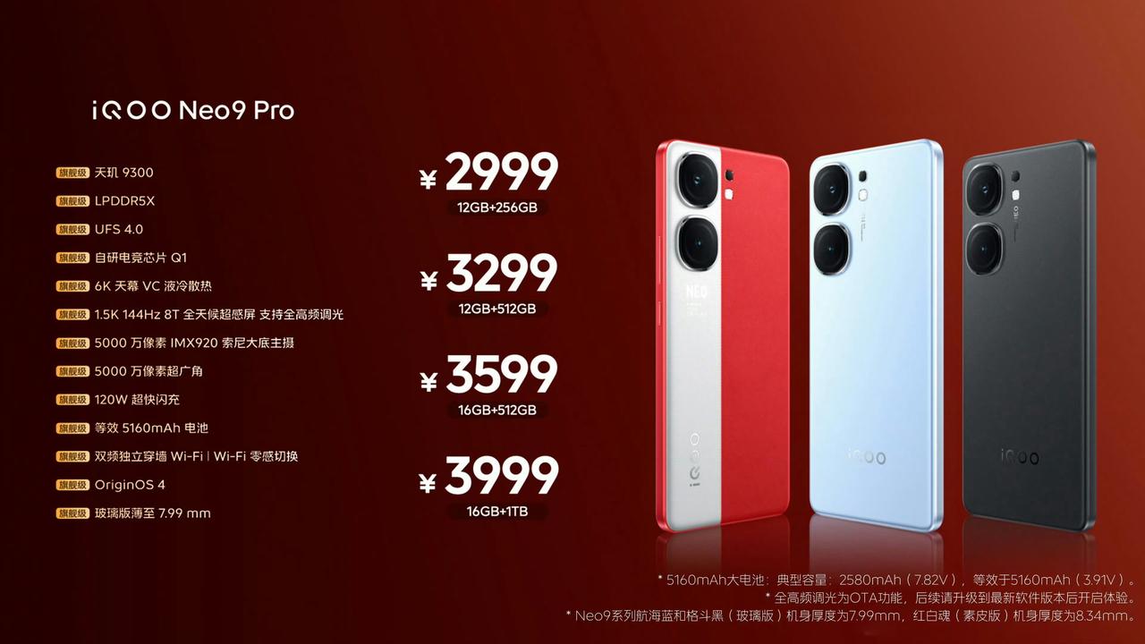 iQOO Neo9正式发布了，第二代骁龙8，LPDDR5X+UFS4.0，自研电