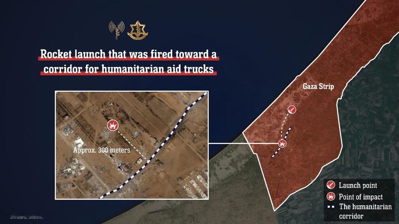 🇮🇱火箭弹距离加沙援助走廊仅300米

据以色列国防军称，今天早些时候，一枚