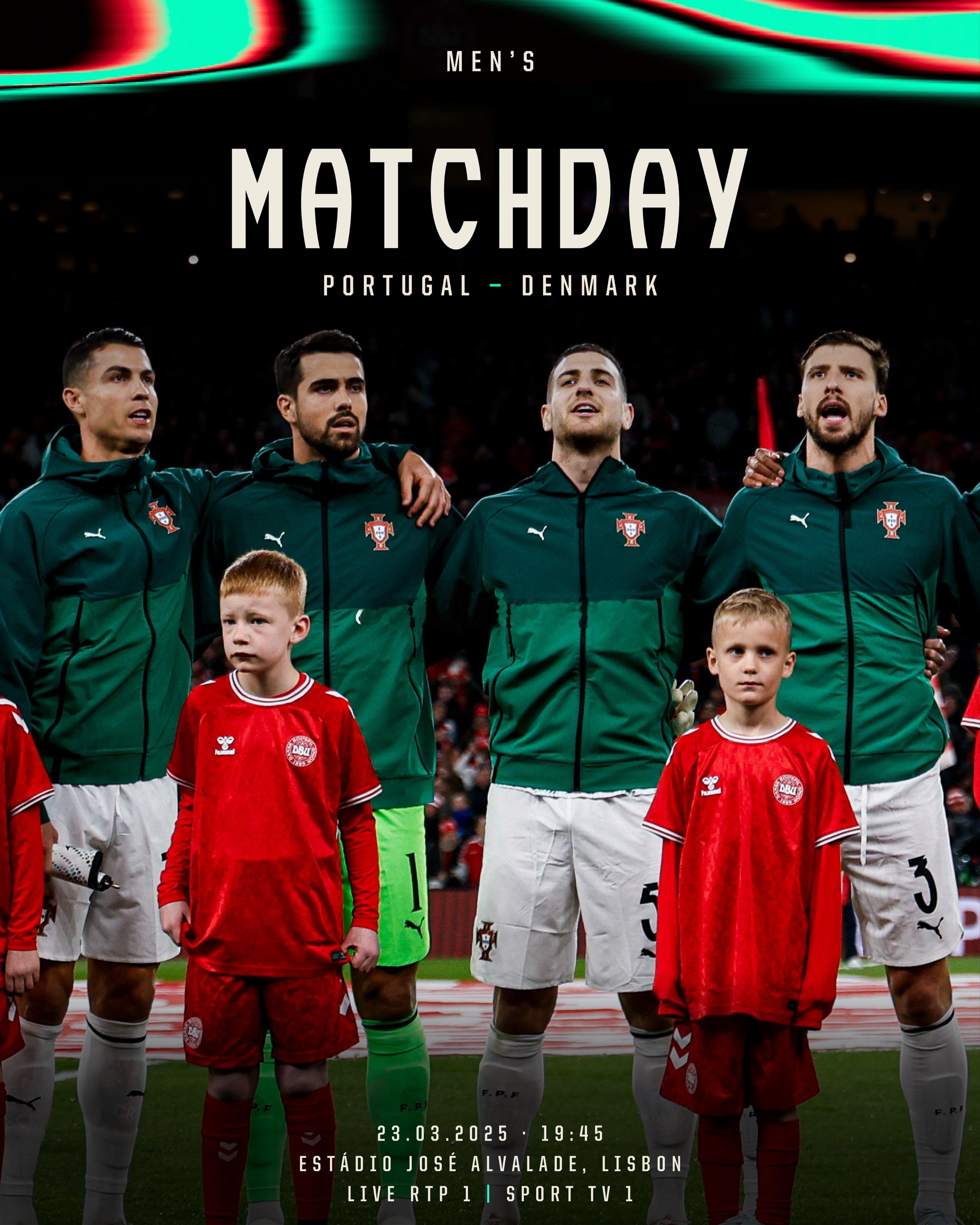 比赛日！！！！！⚽️欧国联A级联赛1/4决赛次回合👉葡萄牙—丹麦📍葡萄牙里斯