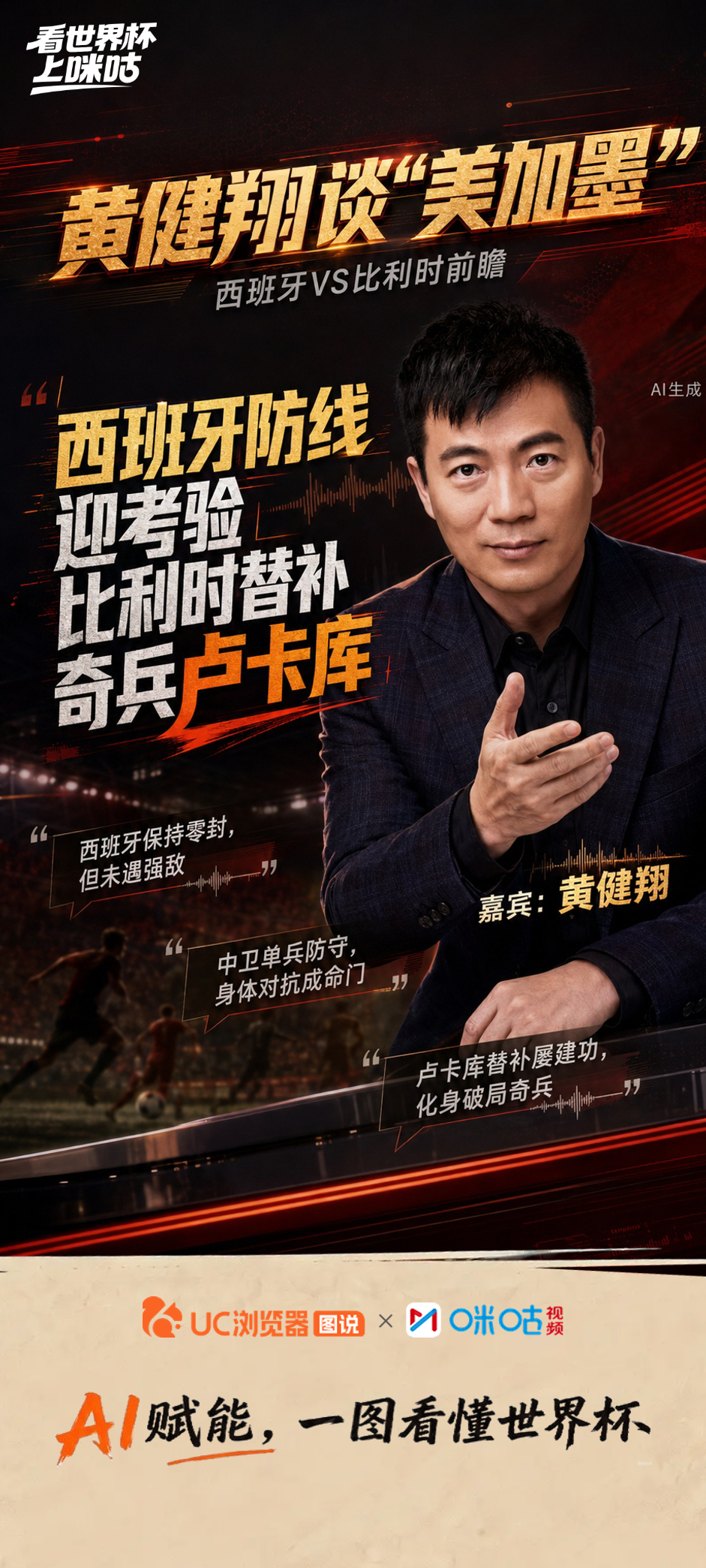 ⚽️《黄健翔谈美加墨》第19期精彩回顾：🎙️ 展望西班牙vs比利时：西班牙队中