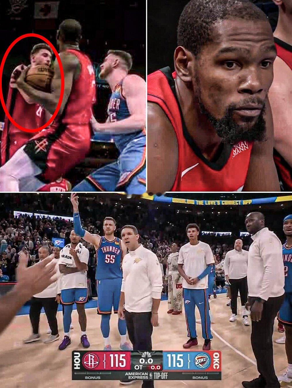 NBA揭幕战就加时 杜兰特在火箭首秀差点引火自焚，这个叫暂停手势赛后被抓了，当时