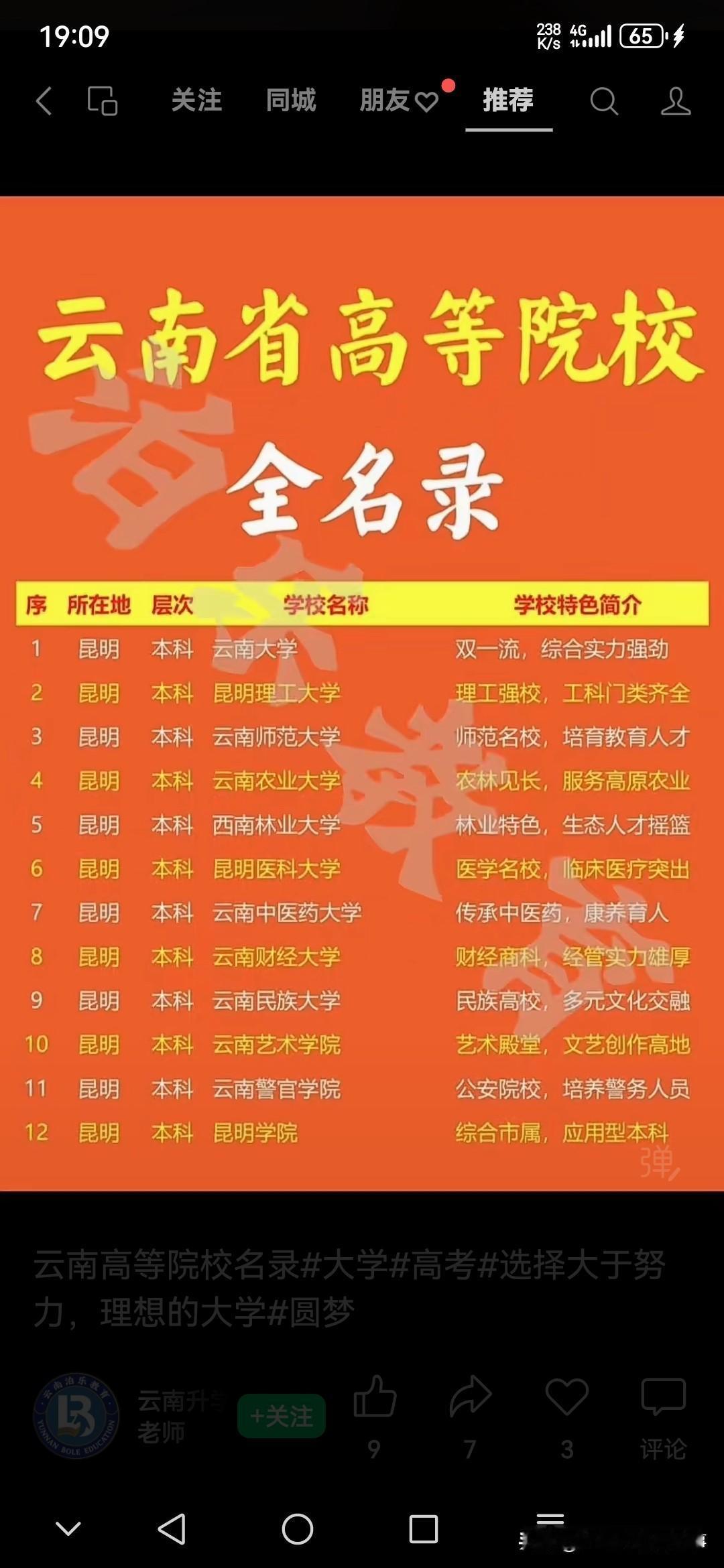 最近刷到2026年云南92所高校的最新排名，刚好给今年准备填报志愿的云南考生整理