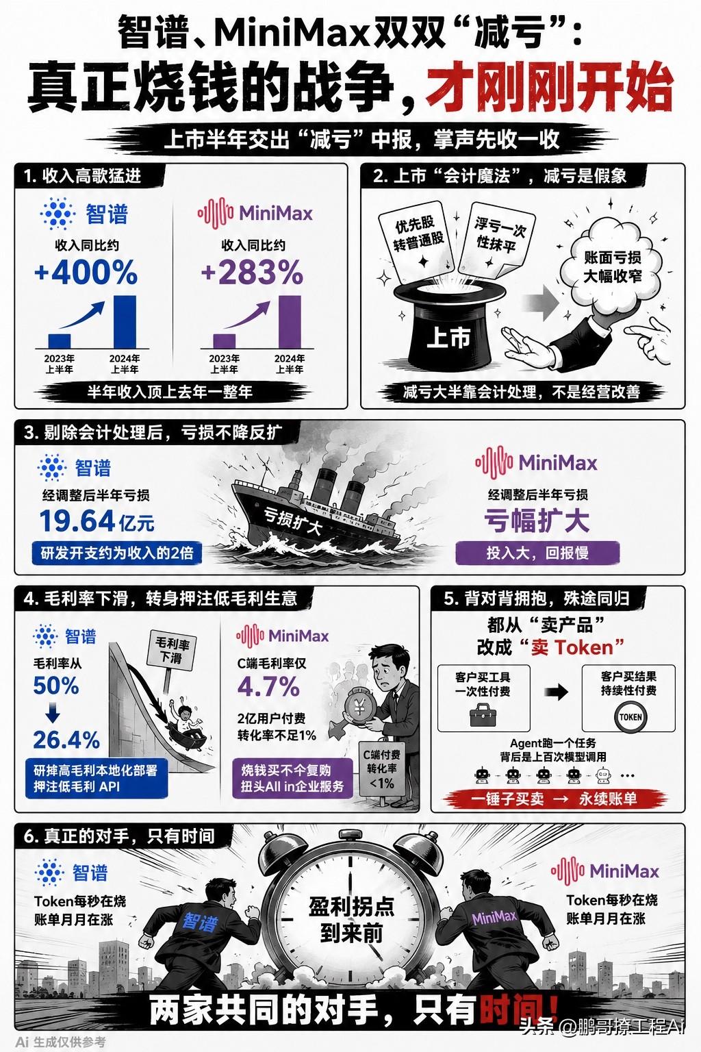上市半年，智谱、MiniMax双双交出"减亏"中报：亏幅收窄12.1%、11%；