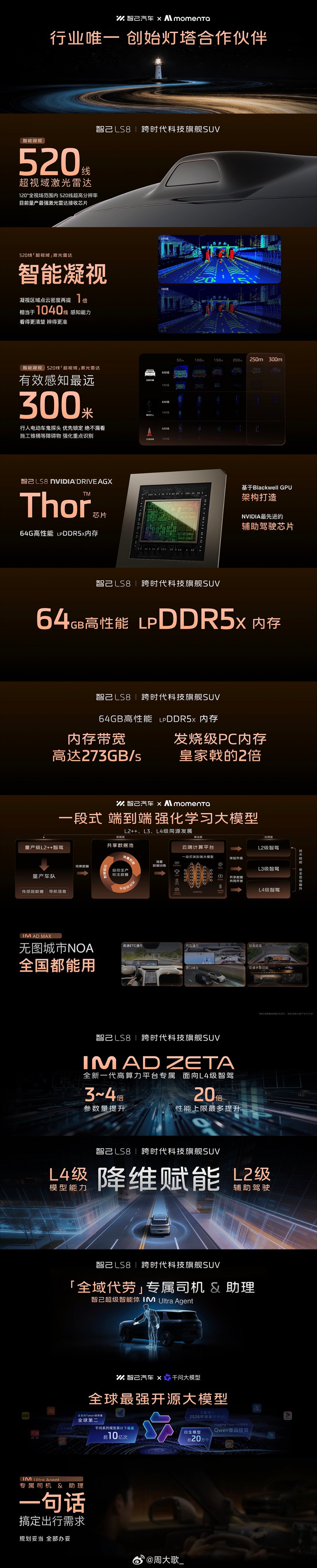 这个内存带宽，让我有点兴趣～英伟达Thor芯片+520线激光雷达这套硬件组合放在