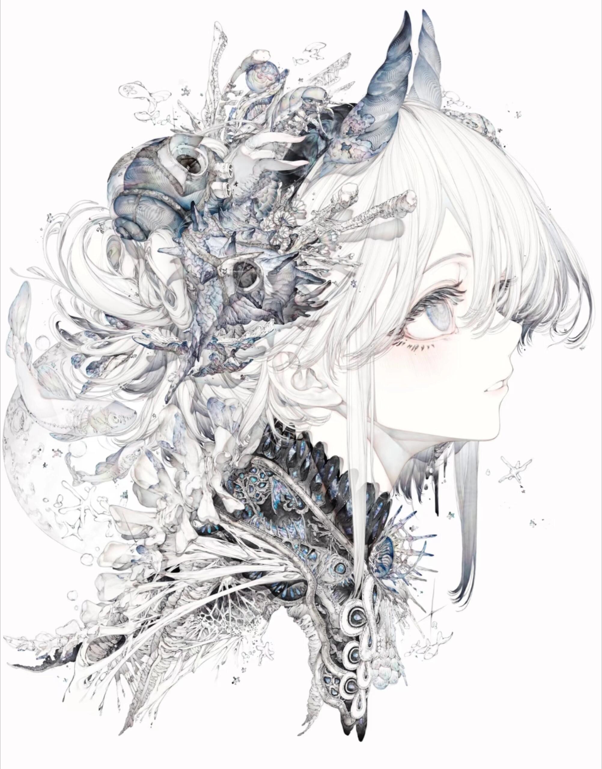 插画｜素材｜灵感｜壁纸｜二次元｜头像｜氛围感女头｜审美积累插画师：Hitoimi