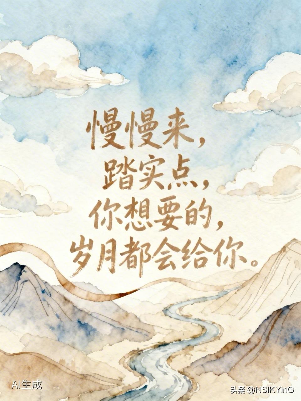 慢慢来，踏实点，你想要的，岁月都会给你。今天也要保持热爱，奔赴山海。