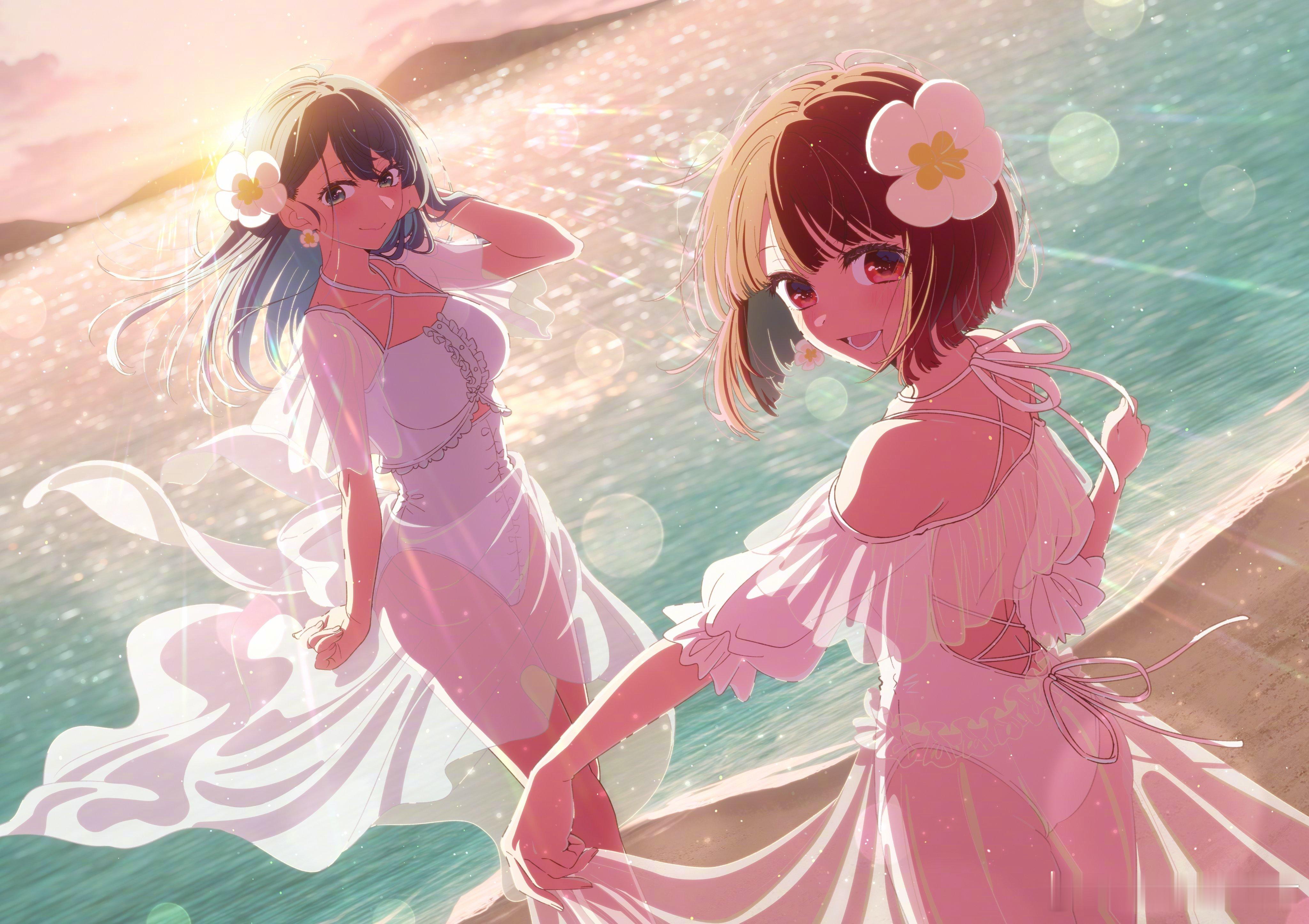 #我推的孩子# 有马加奈&黑川茜“海之日🌊”视觉图公开！两位太好看了，美神降临