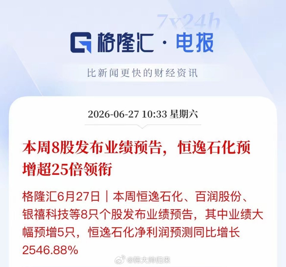 利好！本周8股亮成绩单：最强黑马飙涨25倍，5家净利大增本周A股首批中报预告落地