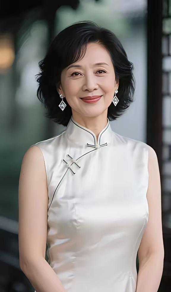 山坡羊·48岁女子之美
白袍轻绕，
盘扣精巧，
时光韵味旗袍表。
缎光娇，发丝飘