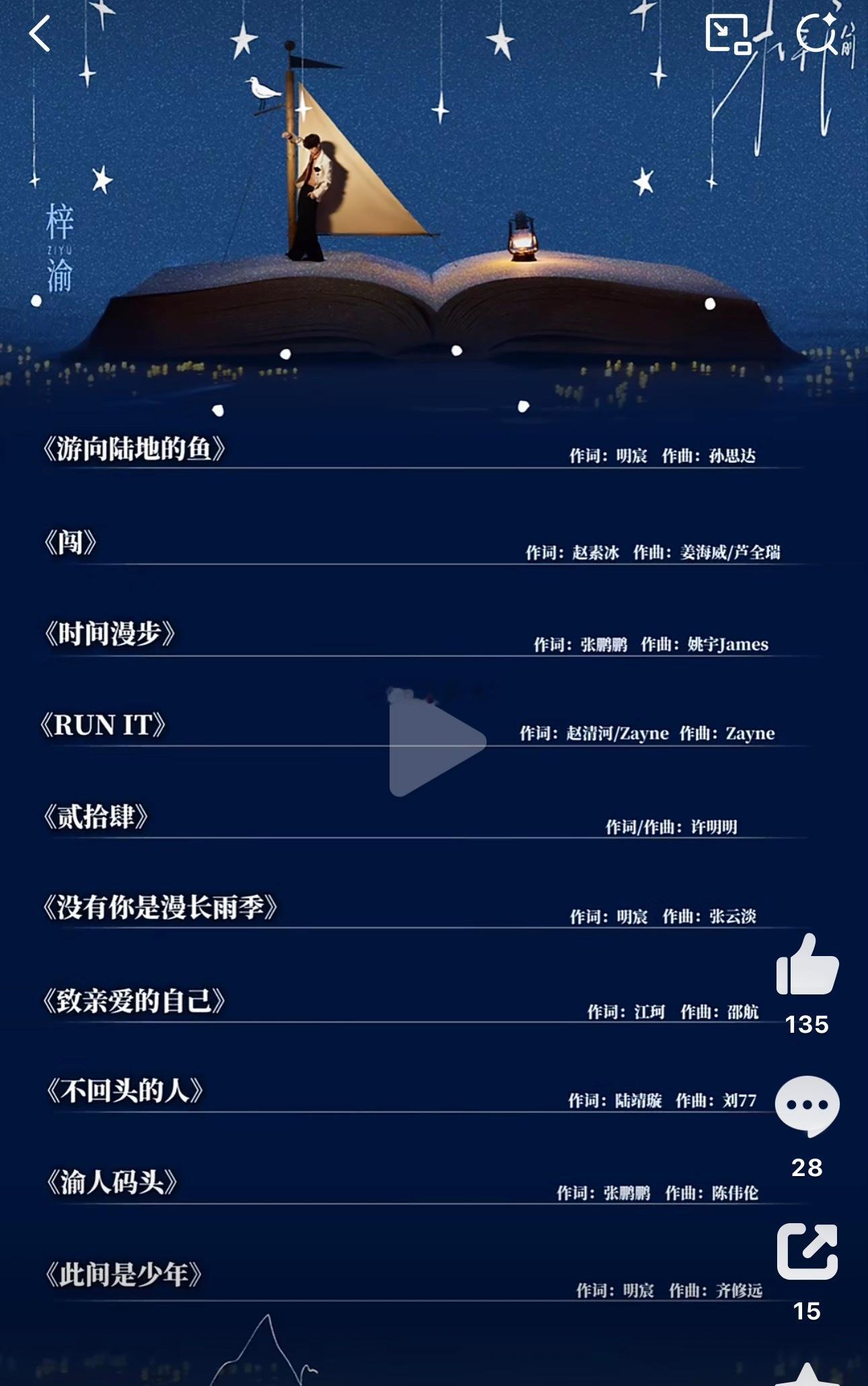 梓渝专辑审判：没有你是漫长雨季，不知道为什么，这首歌让我想到了🍐 