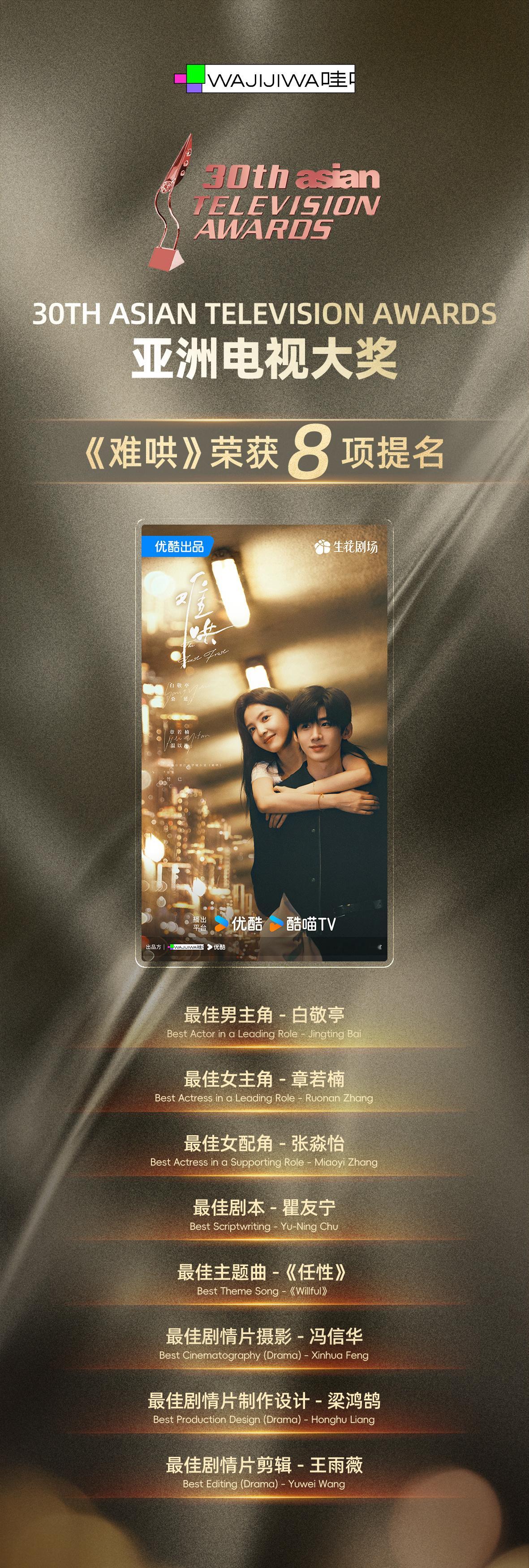 难哄好牛白敬亭难哄章若楠难哄 30th Asian Television Awa
