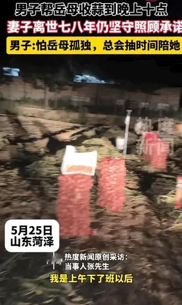 这样的人品全国罕见！山东菏泽，一男子曾帮岳母收蒜到晚上十点，就因妻子临终前托付他