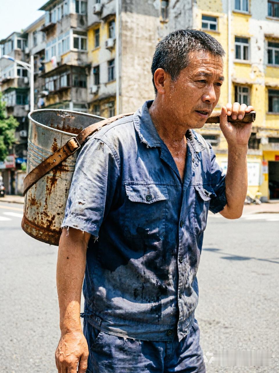 上海一位送水大哥在暴雨里扛水，路人看他辛苦刚想安慰几句，大哥一句“日赚千元，活期