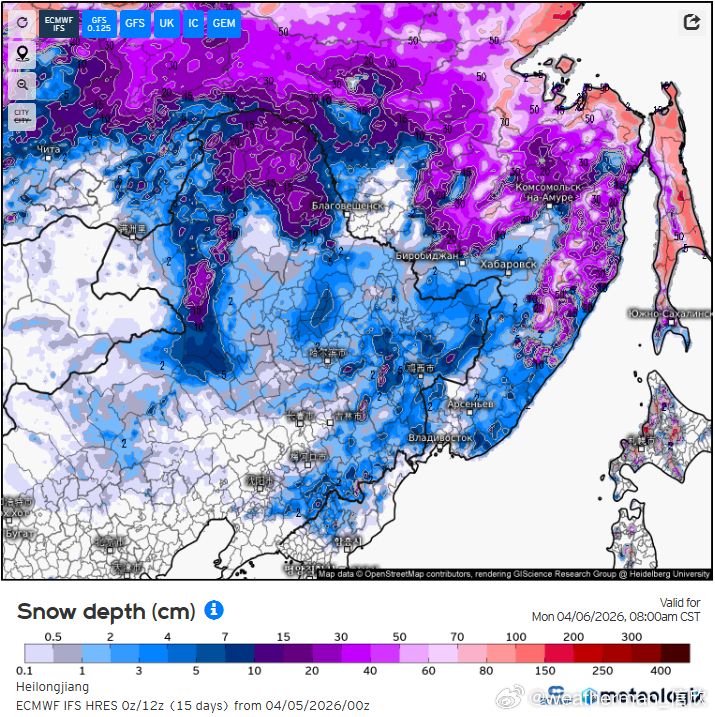【强降雪】昨晚到今天，内蒙古东部出现明显降雪。今晚到明天，高空冷涡+气旋，还会导