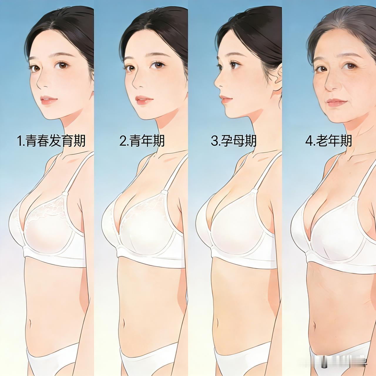 男孩女孩十岁前，乳房毫无差别，都是平平的孩童模样。十岁后，女孩乳房悄悄萌芽，慢慢