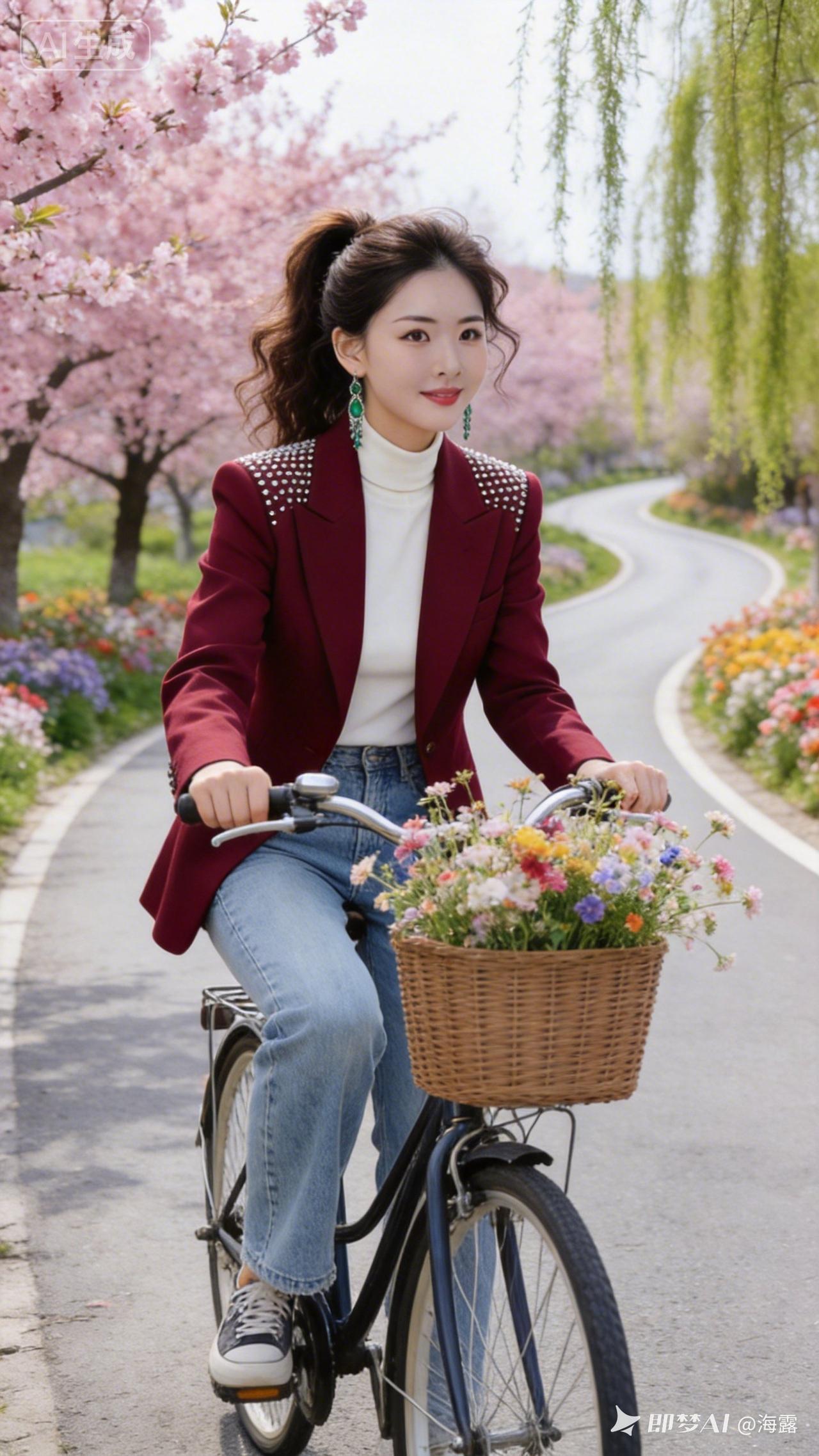春日骑行，花海中的浪漫之旅🌸🚴‍♀️