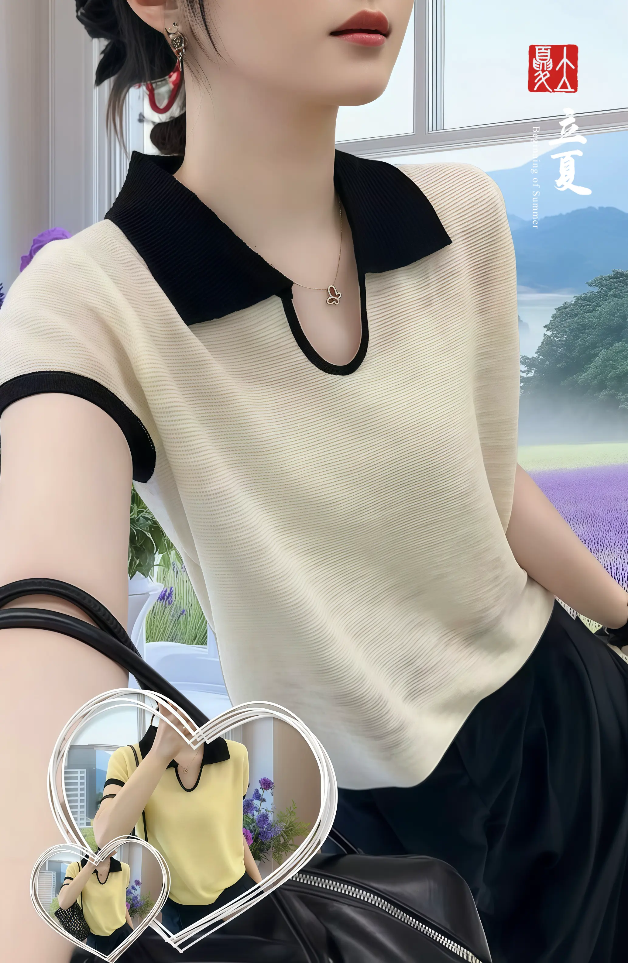 一眼沦陷!小众针织衫美出温柔显气质!宝子们!夏天这件别致翻领撞色针织衫...