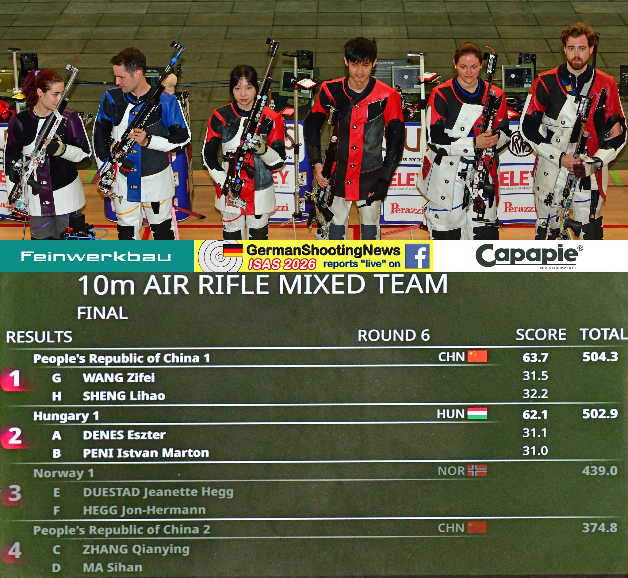 10米气步枪混合团体，王子菲/盛李豪、张倩颖/马思涵决赛图cr德国射击新闻、国际