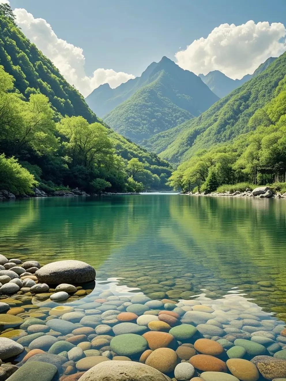 上联：一山一水一风景
下联：半雨半晴半彩虹