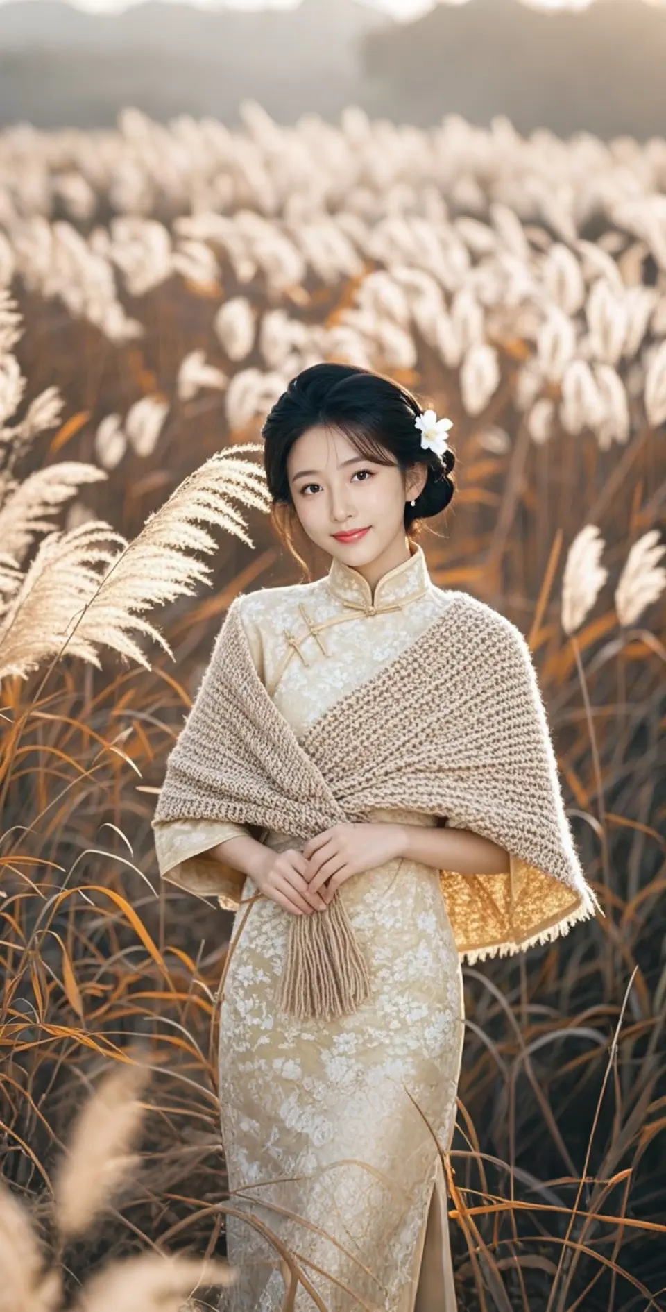 AI扩图 AI芦花旗袍韵