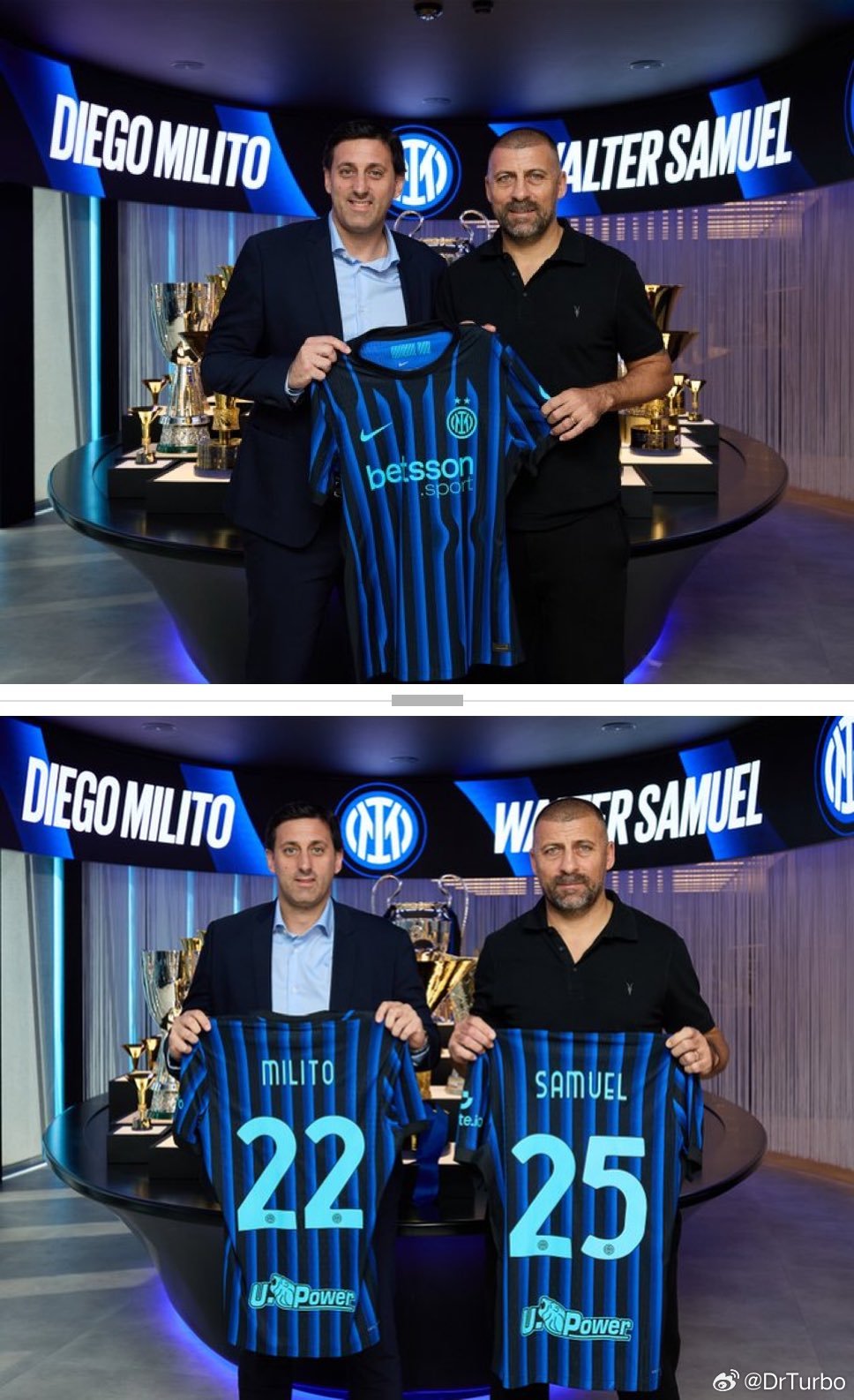 今天国际米兰有两位特殊的嘉宾本轮欧战英超9队仅1胜欧冠联赛热点现场 💙🖤 