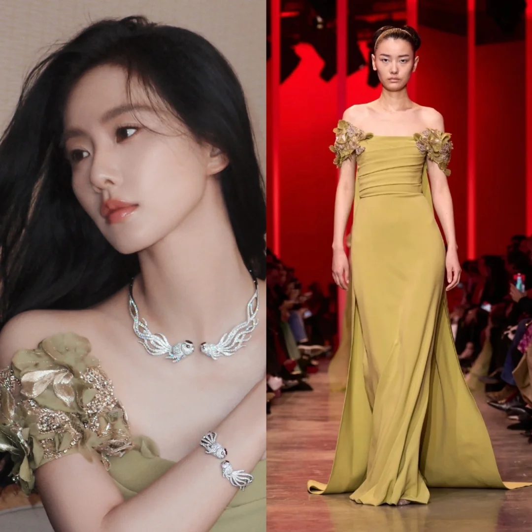 Qeelin全球代言人刘诗诗出席品牌活动，以Elie Saab 202...