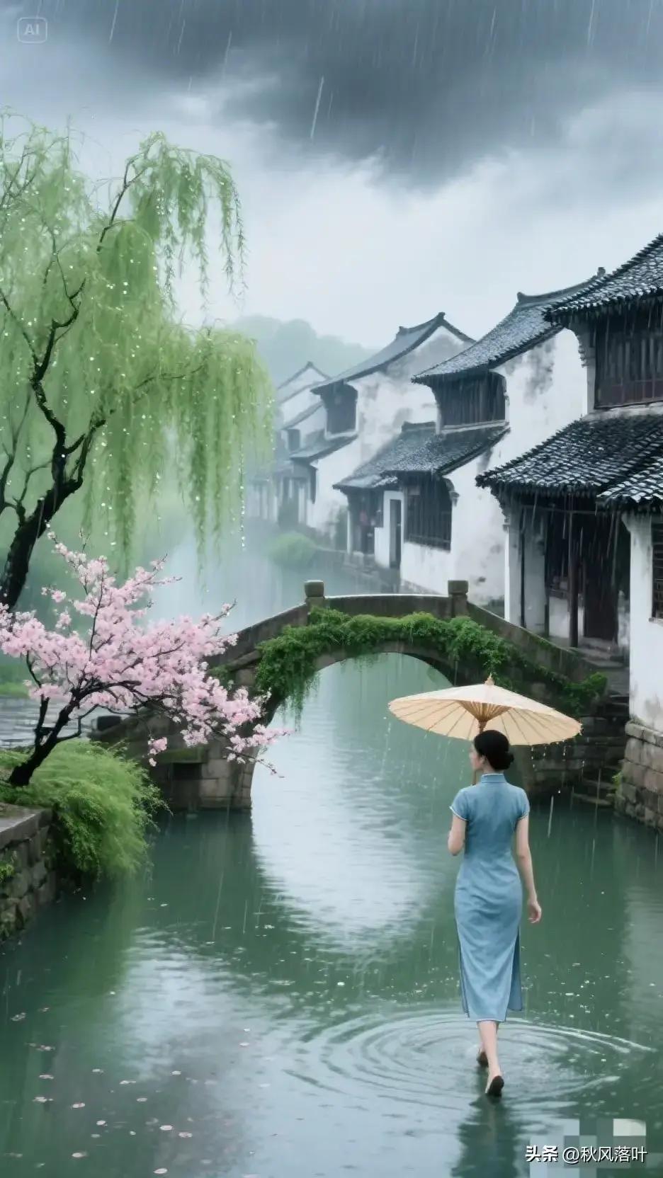 优美景点分享：
作者：月满西楼艳文，
  江南水乡连一隅，细雨霏霏柳动情。若诉姑