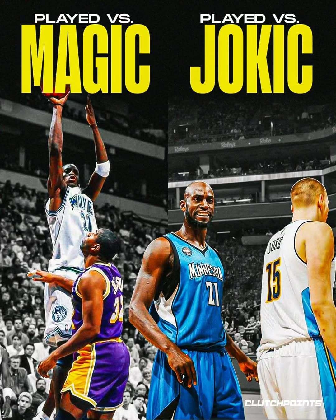 这个知识有点儿冷了，KG竟然跟魔术师和约基奇都交手过新赛季篮不住NBA[超话] 