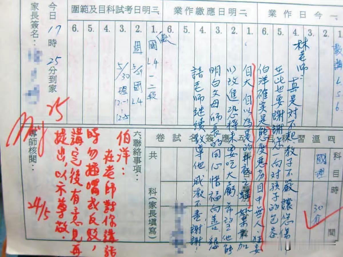 “台独”沈伯洋家长联系册
当年老师的评价准确吗