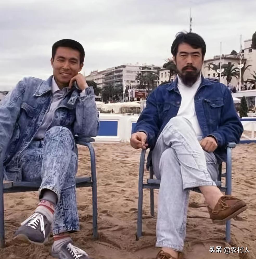 1988年陈凯歌和谢园，《孩子王》在戛纳电影节，一张罕见的合影。