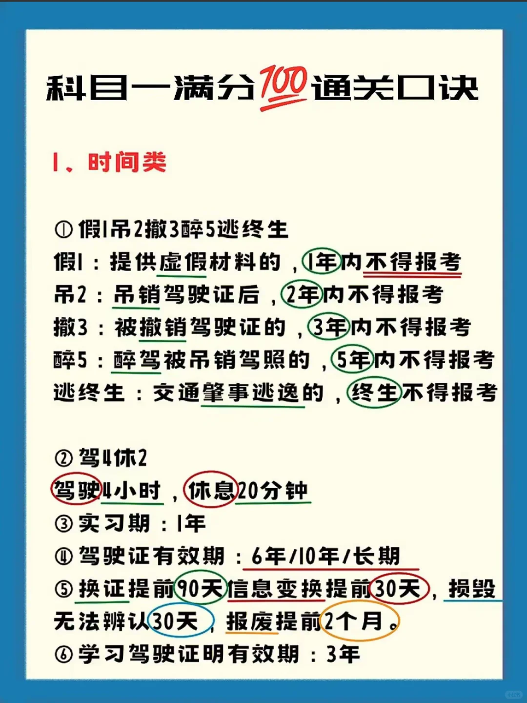 科目一满分通关口诀‼️
