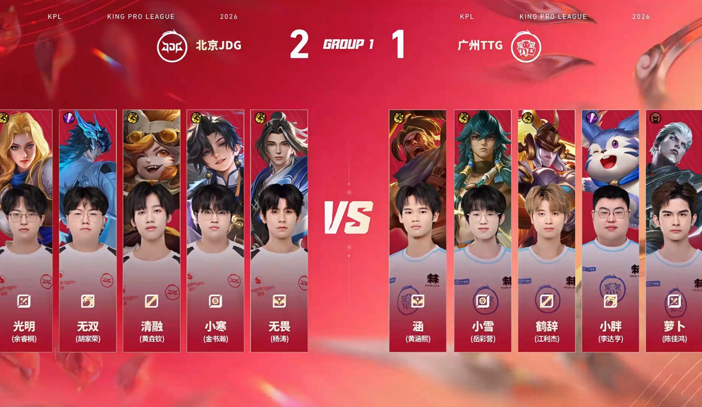 JDG对战TTGTTG与盛夏同行2026KPL夏季赛常规赛第一轮北京JDG VS