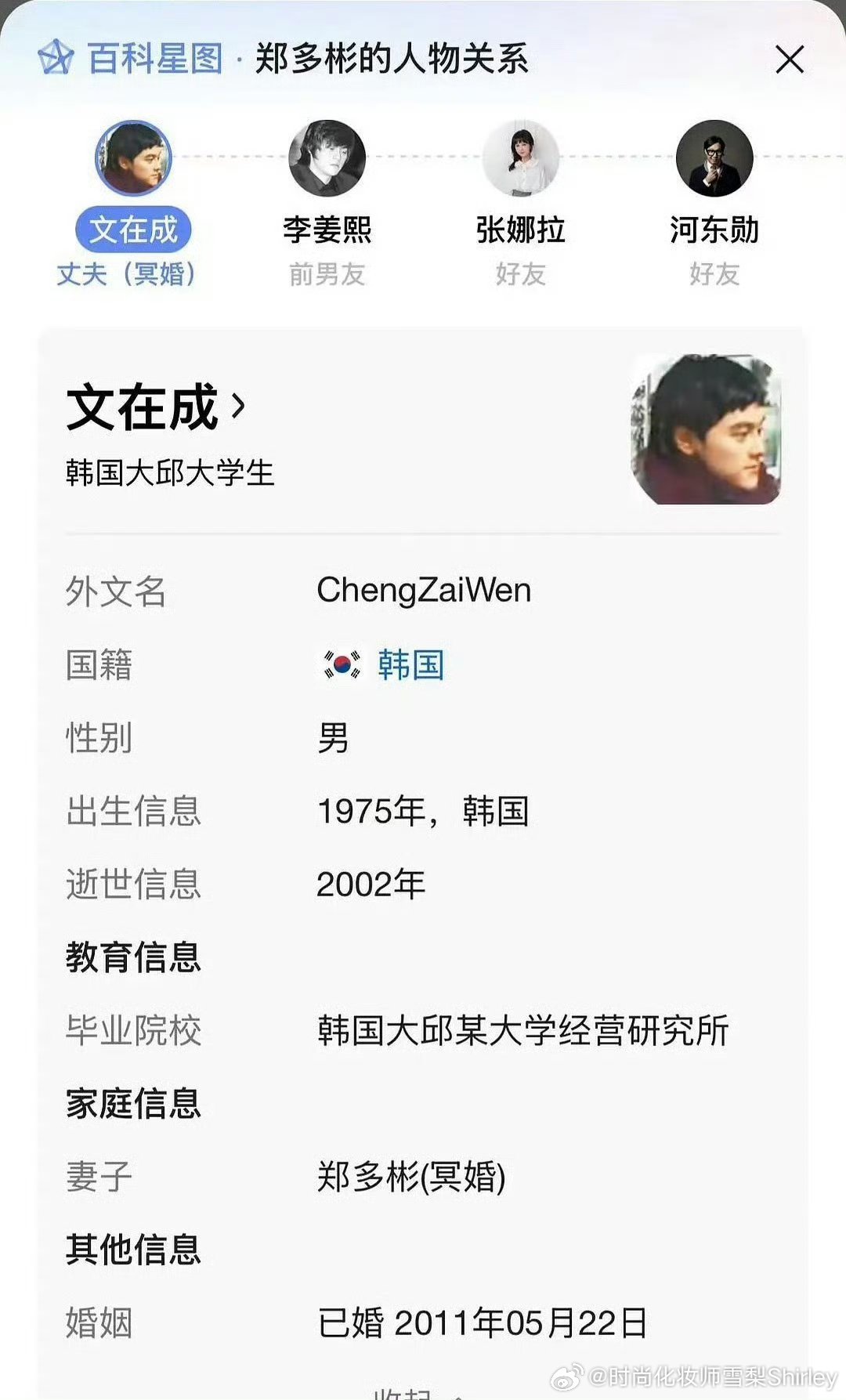 韩国女演员去世4年后被安排冥婚什么，韩国比中国还封建？居然堂而皇之写在百度百科上