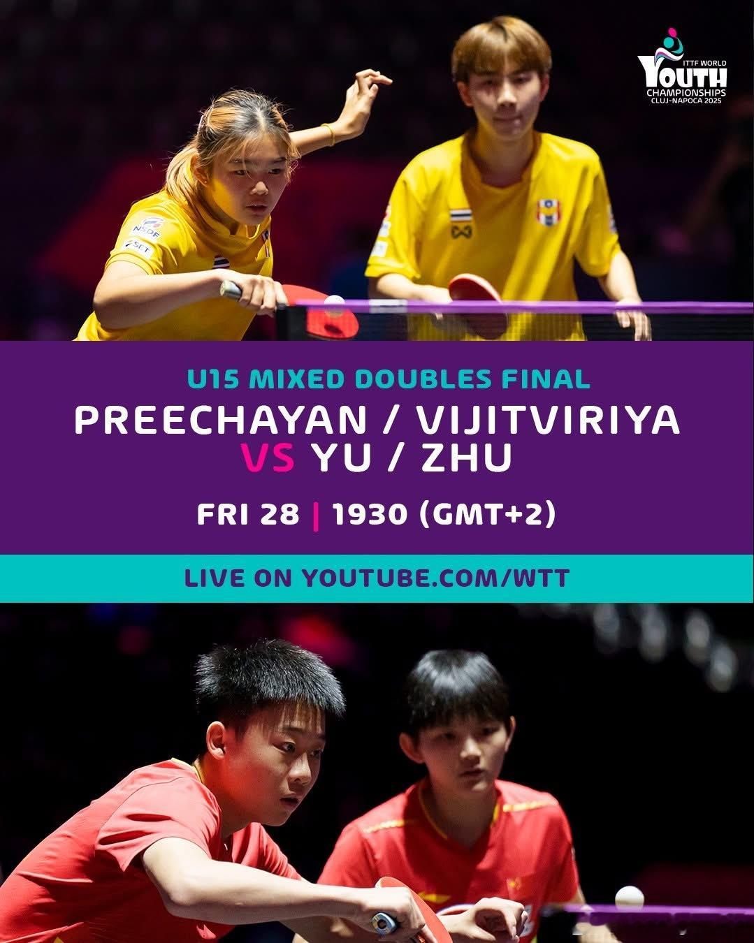 2025年国际乒联世青赛 U15 & U19 混双决赛海报 