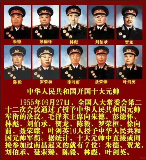 一句话总结十大元帅突出贡献