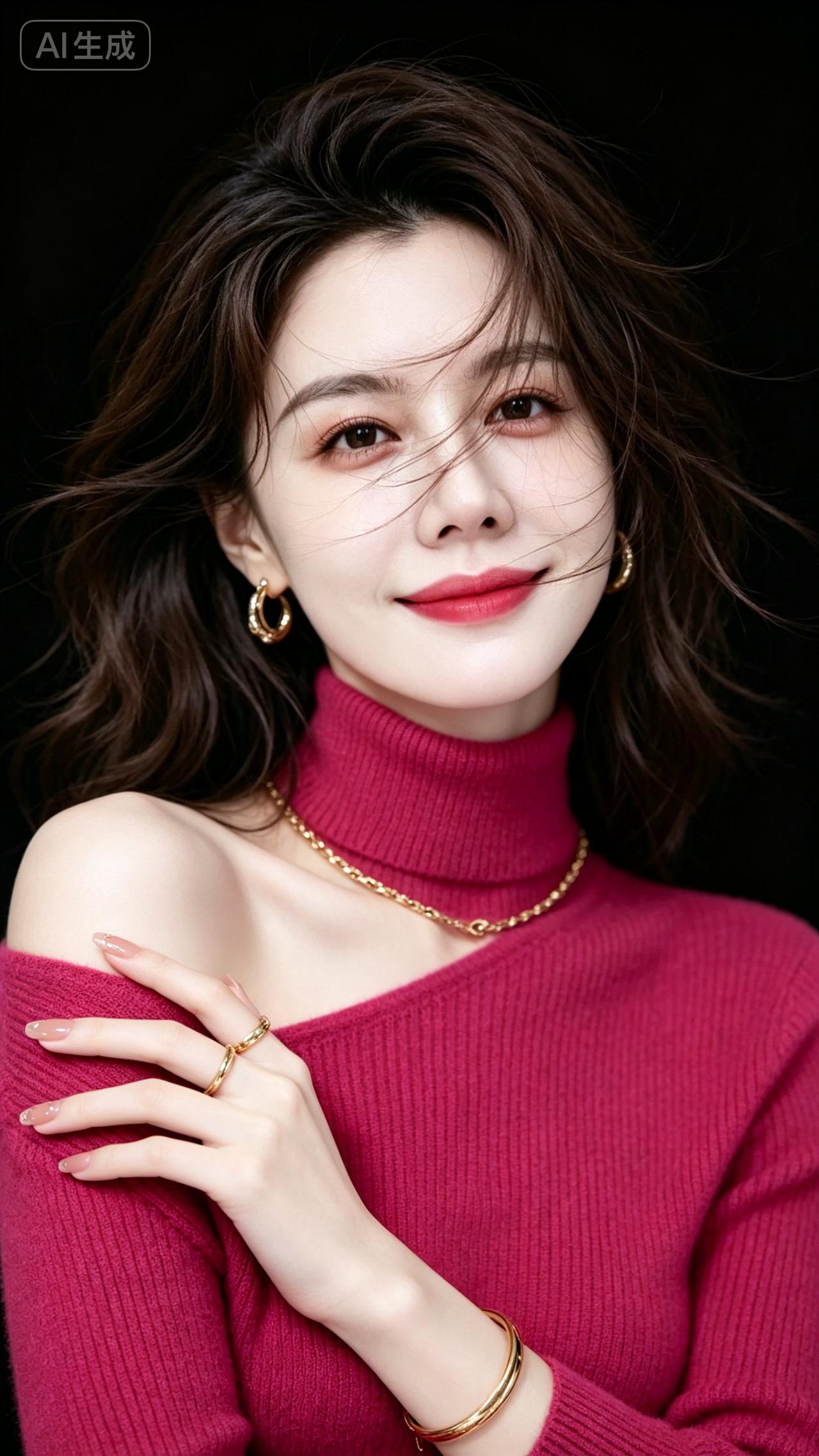 红毛衣气质美女