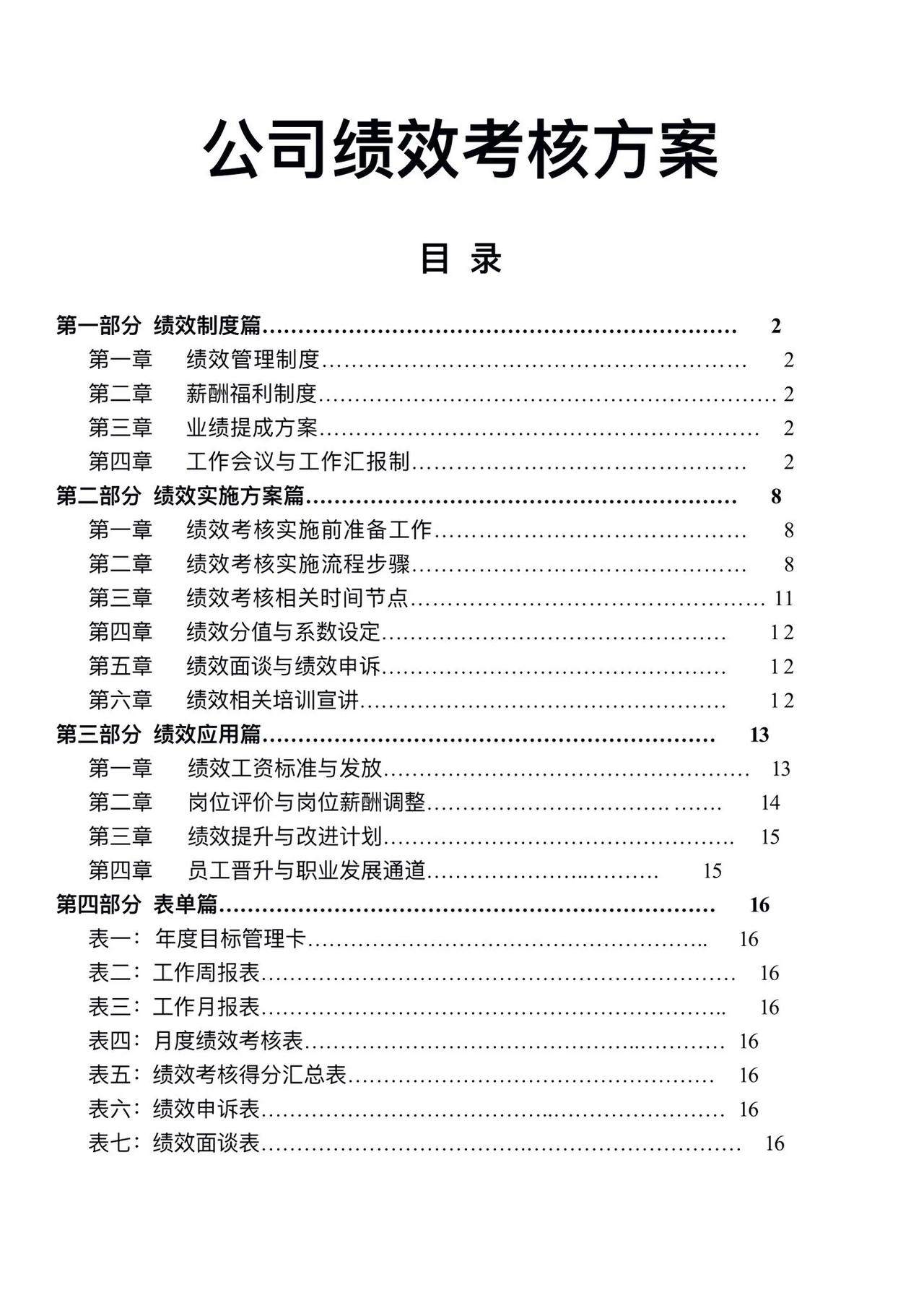 公司绩效考核方案。