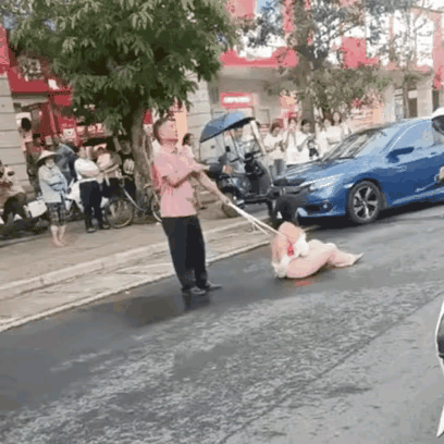 下搬回家
前面的马路上人山人海的围着
我里三层外三层的挤进去一看
这什么情况啊？