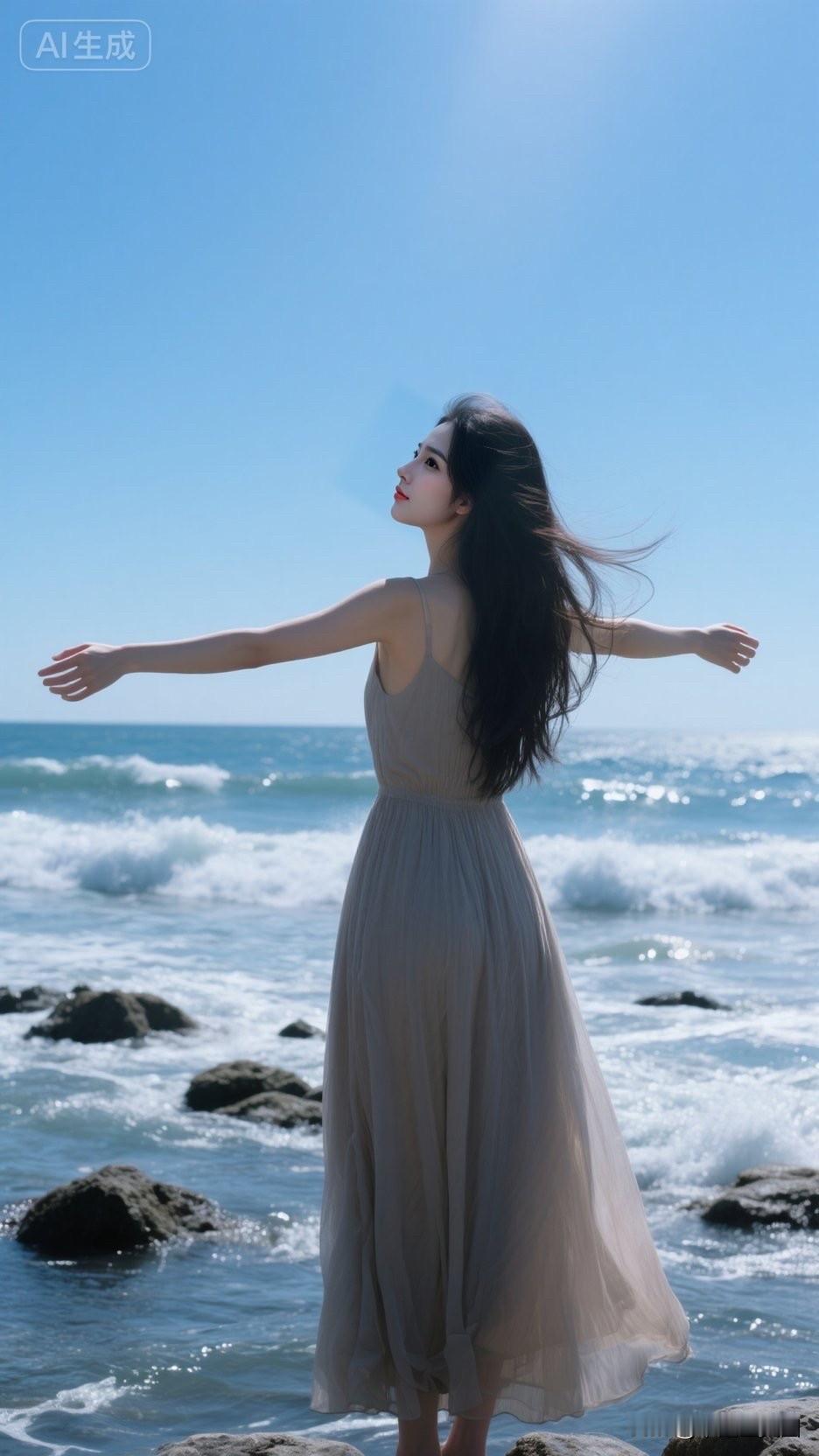 海边自由奔跑，拥抱阳光与海风