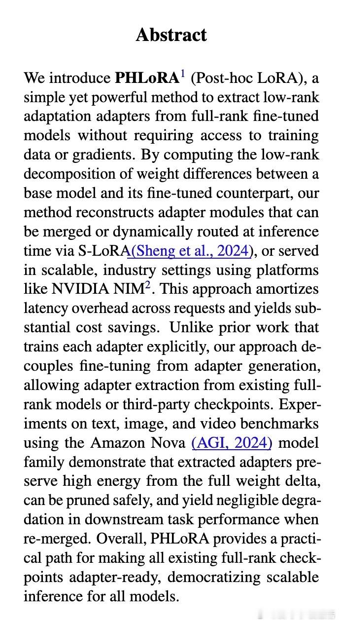 [LG]《PHLoRA: data-free Post-hoc Low-Rank