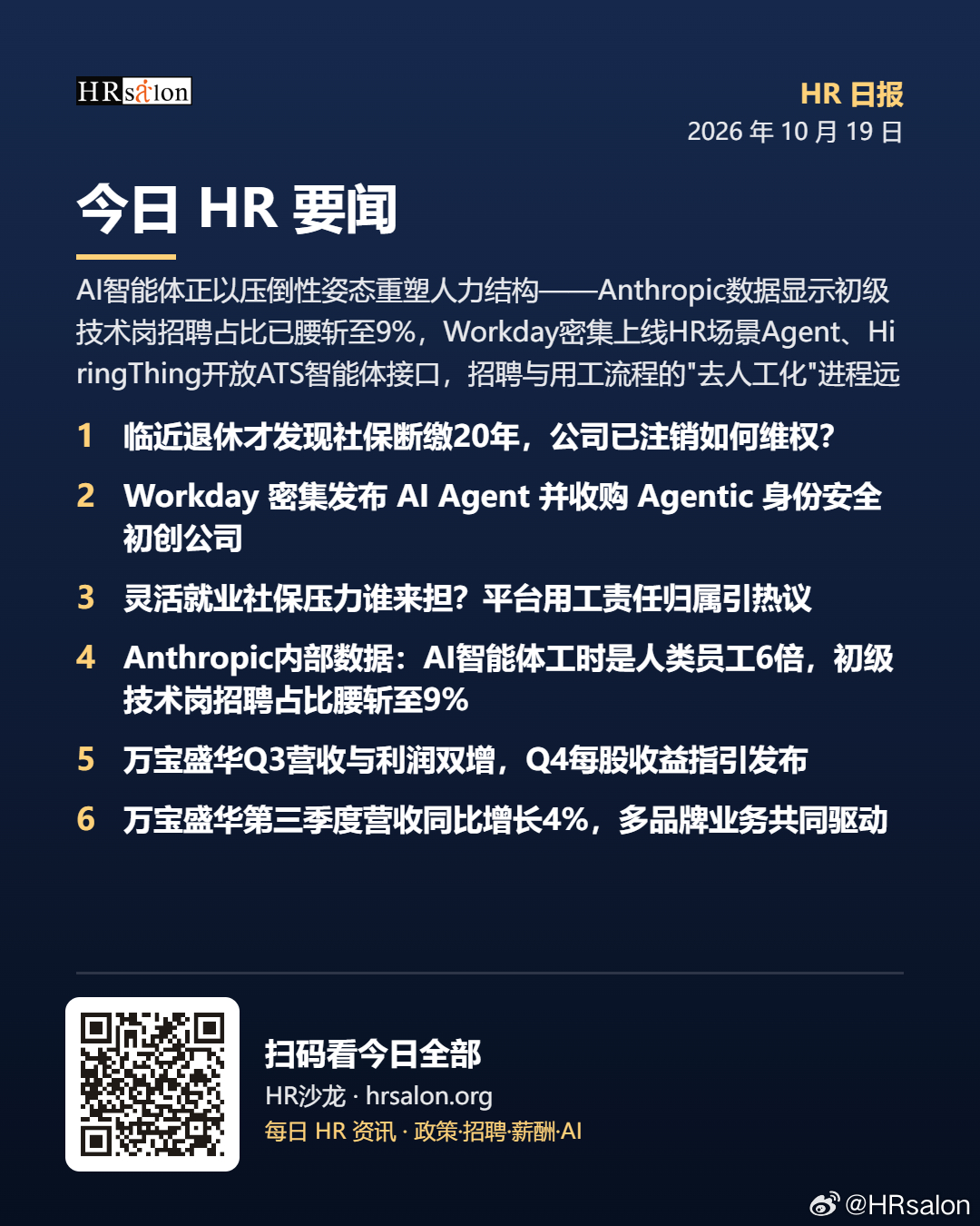 今日HR要闻~AI 智能体正以压倒性姿态重塑人力结构——Anthropic 数据