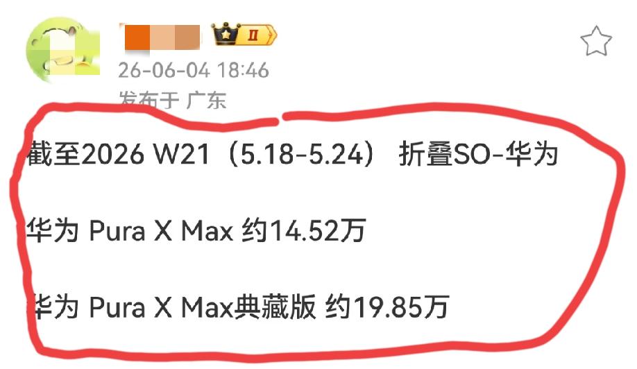 有博主发布了华为Pura X Max一个月的销量数据，在评论区看到一段非常搞笑的