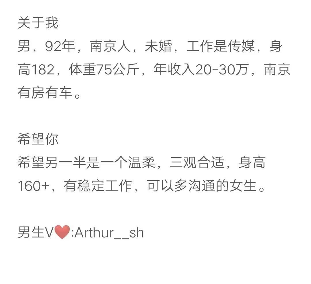【我要脱单[超话][心](10244)】92年，南京人，身高182，有房有车；详