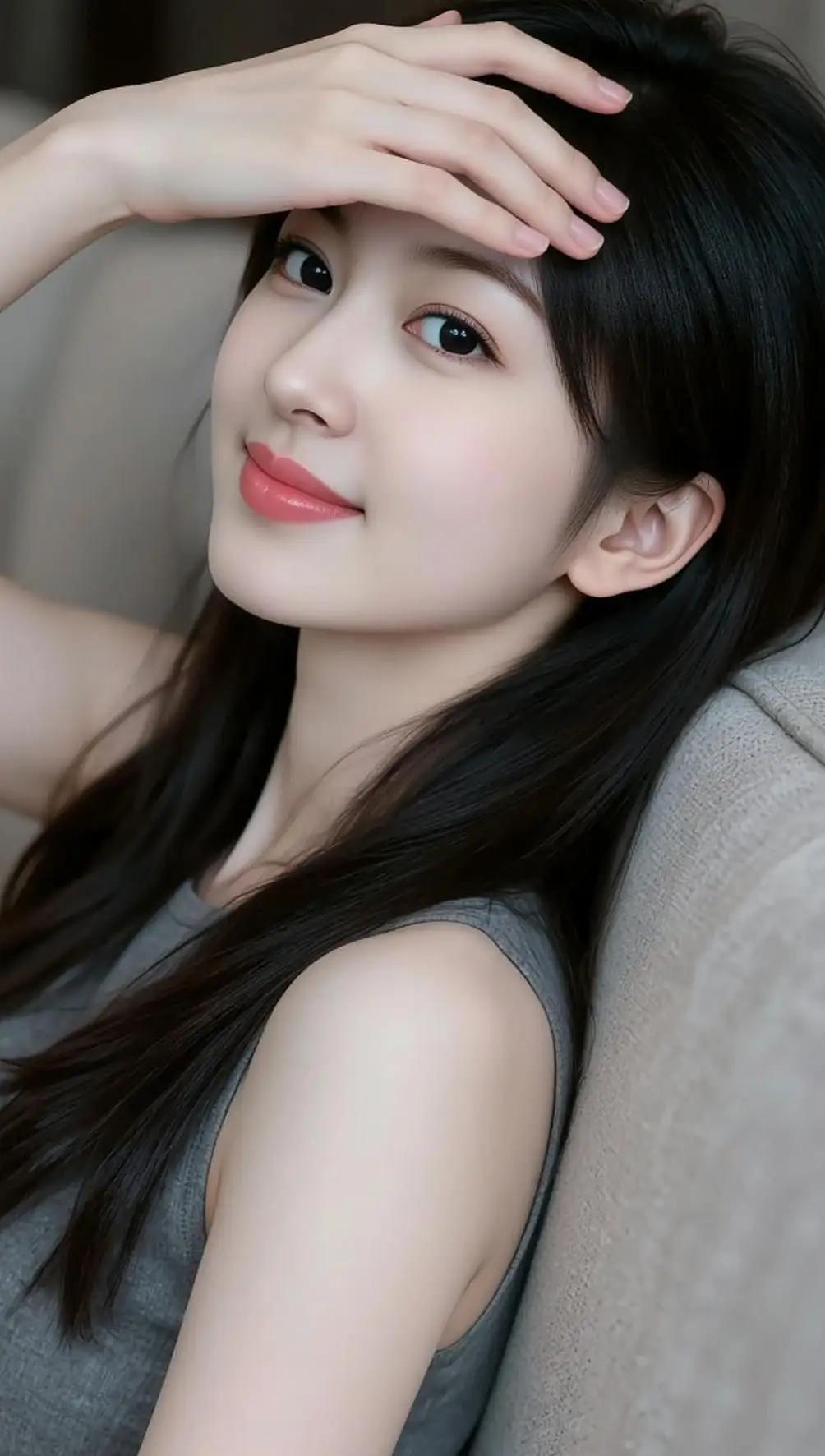 温柔甜美的少女，微笑中散发着迷人魅力