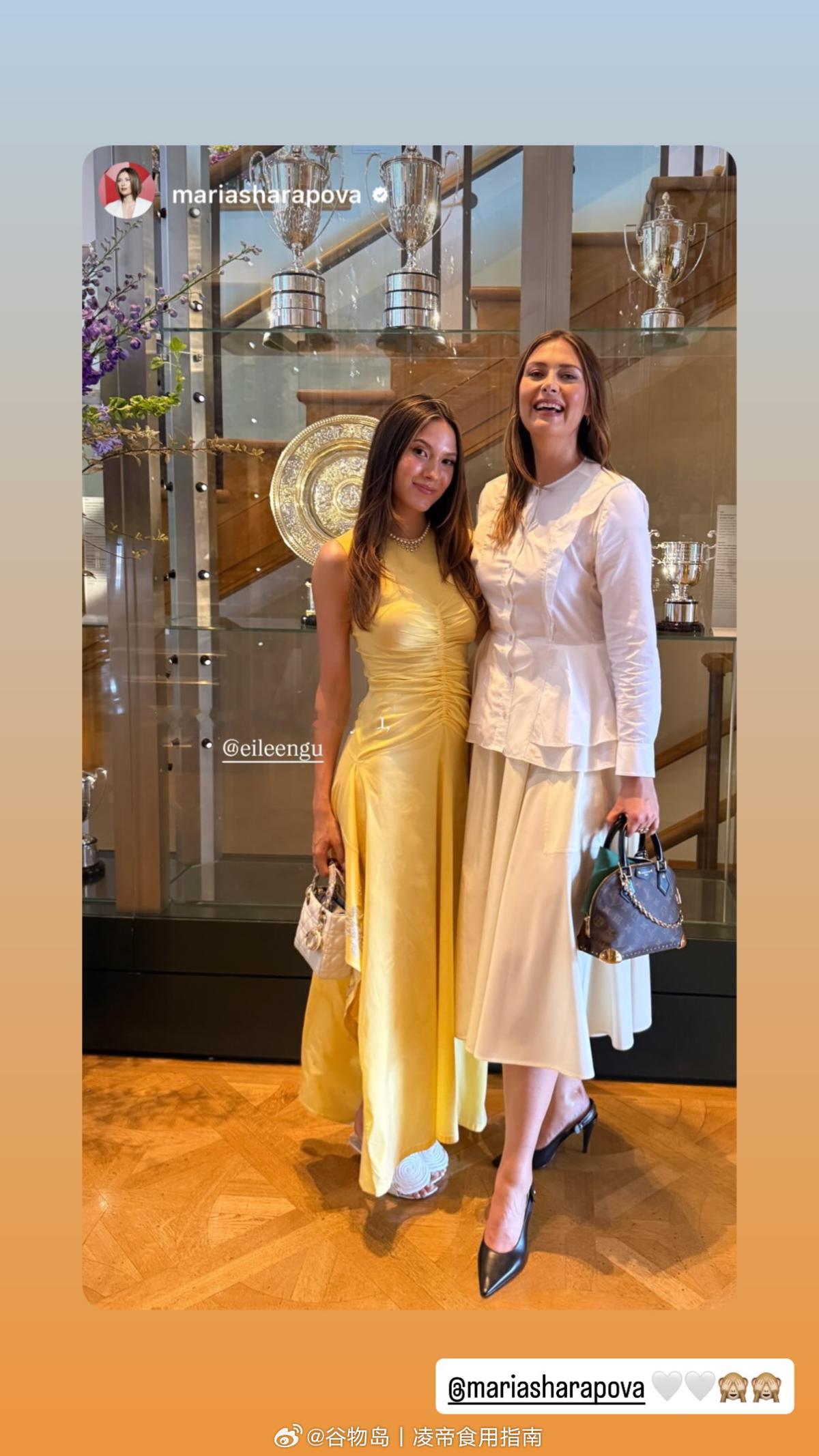 谷爱凌 【ins更新】伦敦温网小谷和网坛传奇莎拉波娃合影啦！莎拉波娃好高，衬得我